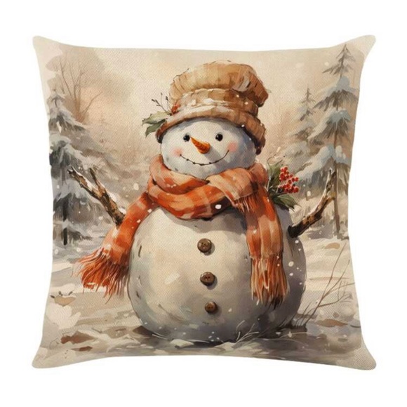 Snowman Linen Cushion Cover (Case Only) - Picture 4 of 4